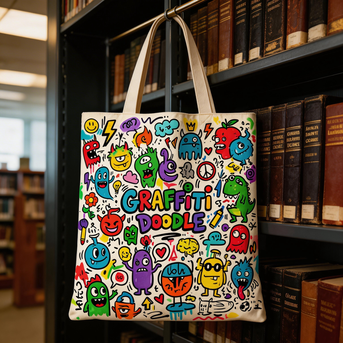 Street Pop | Canvas Tote | Creative Studio Style | Cool Gift for Art Lovers | Colorful Graffiti Graphics