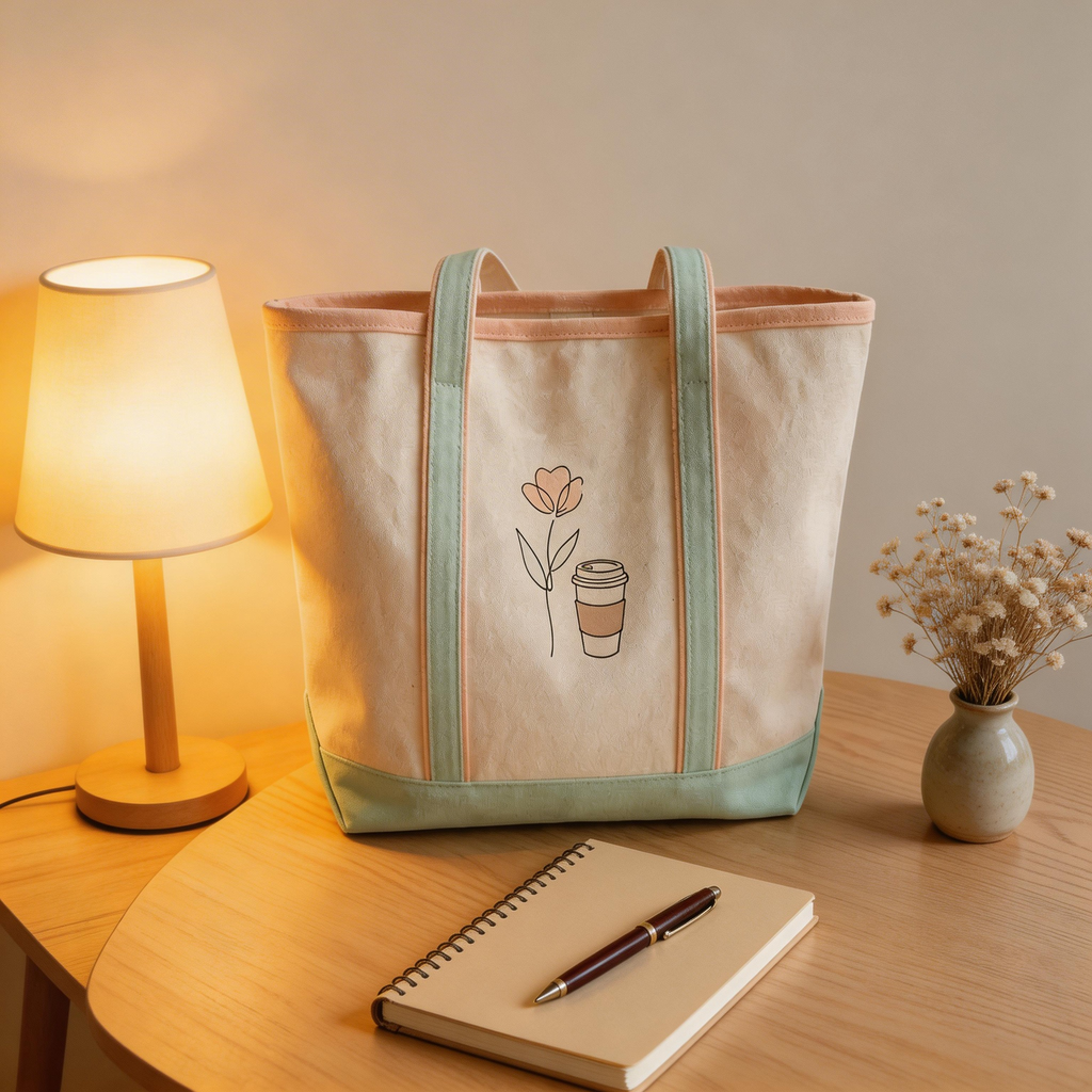 Everyday Chic | Durable Canvas | Coffee Run & City Errands | Sweet Gift for Friends | Minimal Floral Illustration