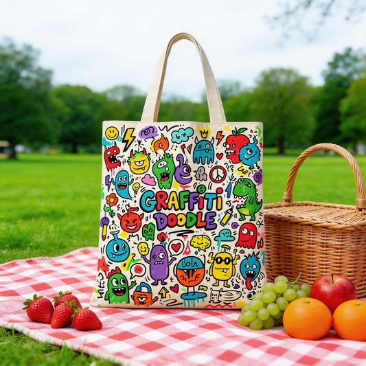 Street Pop | Canvas Tote | Creative Studio Style | Cool Gift for Art Lovers | Colorful Graffiti Graphics