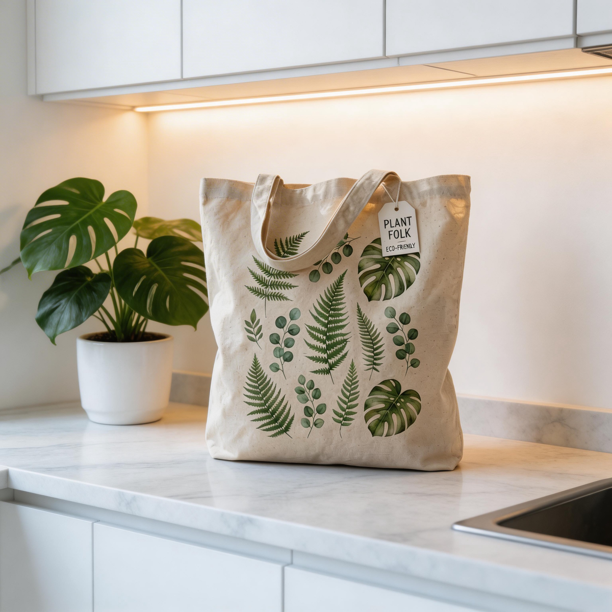 Nature Inspired | Organic Canvas | Everyday Market Carry | Thoughtful Gift for Plant Lovers | Fresh Botanical Design