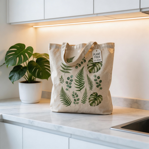 Nature Inspired | Organic Canvas | Everyday Market Carry | Thoughtful Gift for Plant Lovers | Fresh Botanical Design