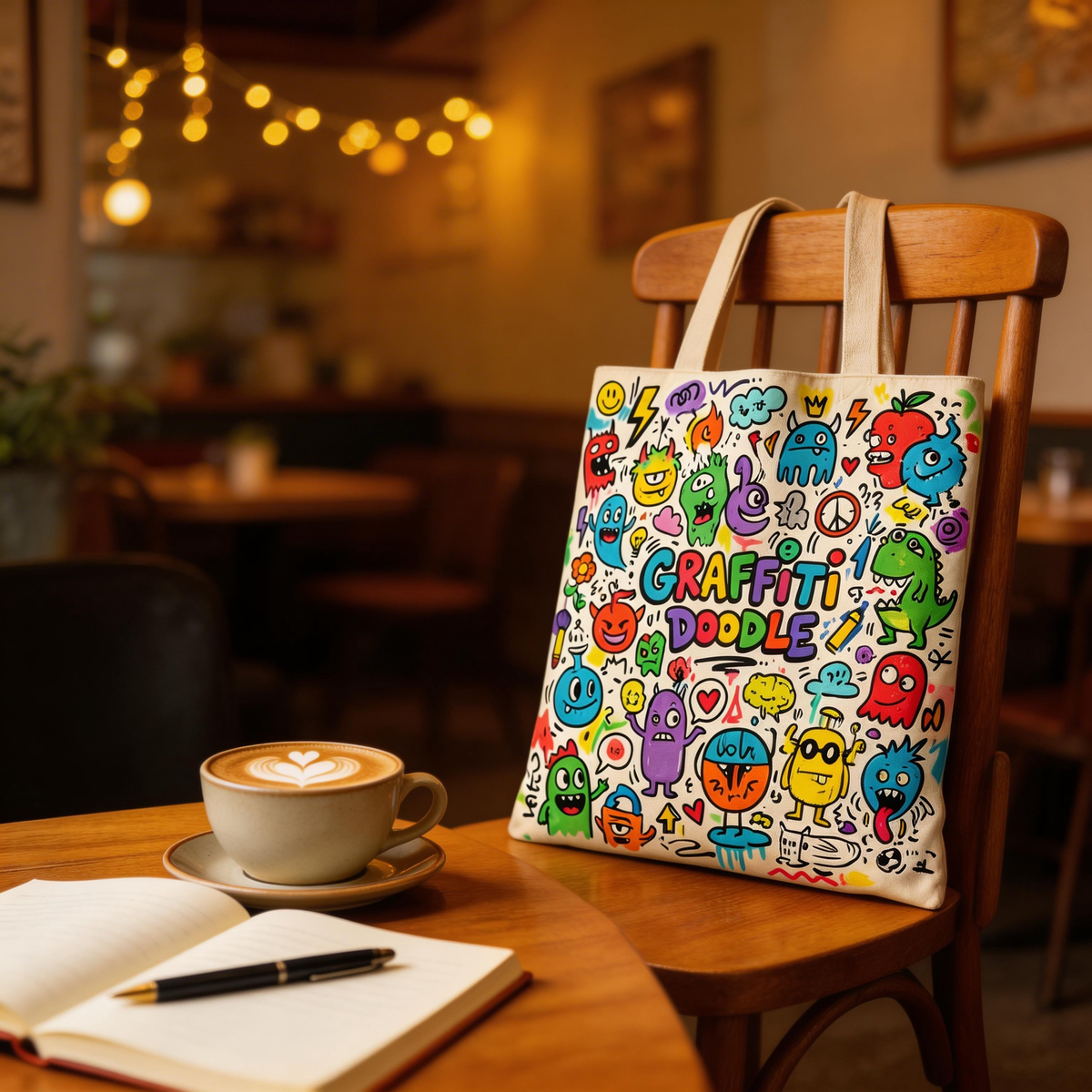 Street Pop | Canvas Tote | Creative Studio Style | Cool Gift for Art Lovers | Colorful Graffiti Graphics