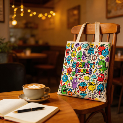 Street Pop | Canvas Tote | Creative Studio Style | Cool Gift for Art Lovers | Colorful Graffiti Graphics