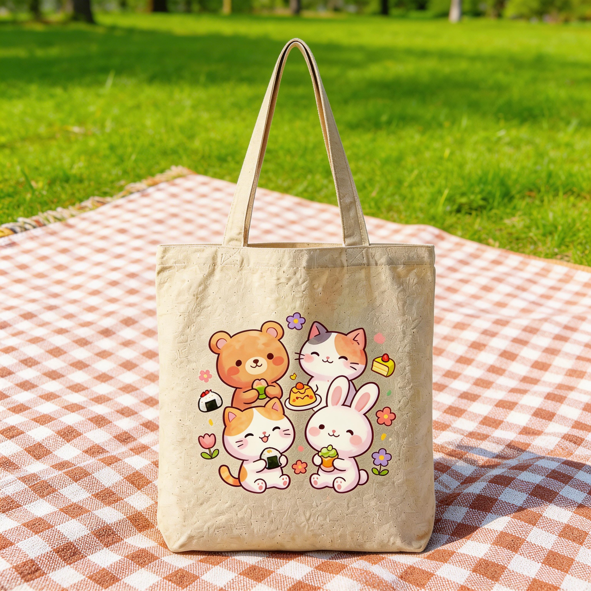 Everyday Cute | Cotton Canvas | Picnic & Shopping Style | Fun Gift for Friends | Playful Animal Illustration