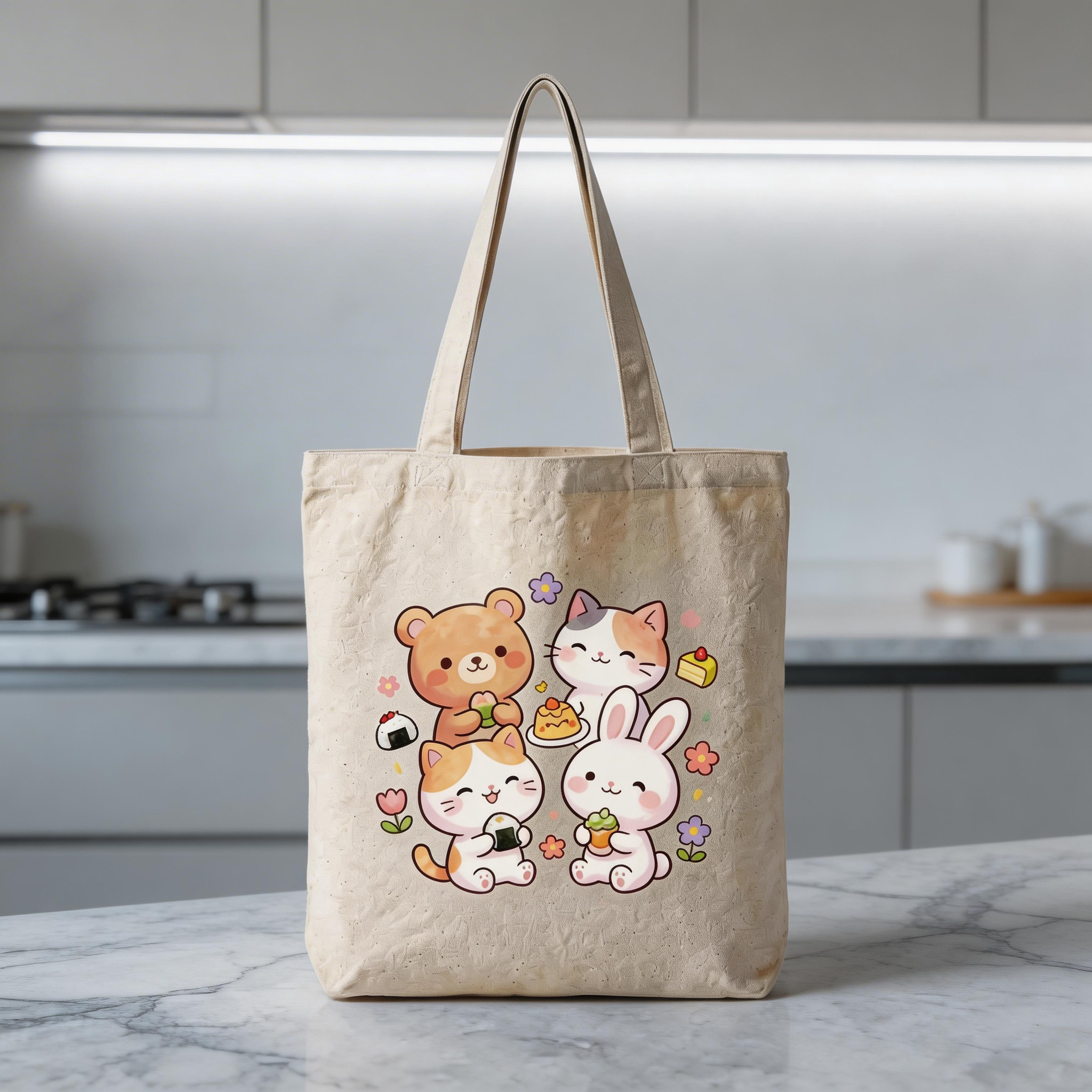 Everyday Cute | Cotton Canvas | Picnic & Shopping Style | Fun Gift for Friends | Playful Animal Illustration