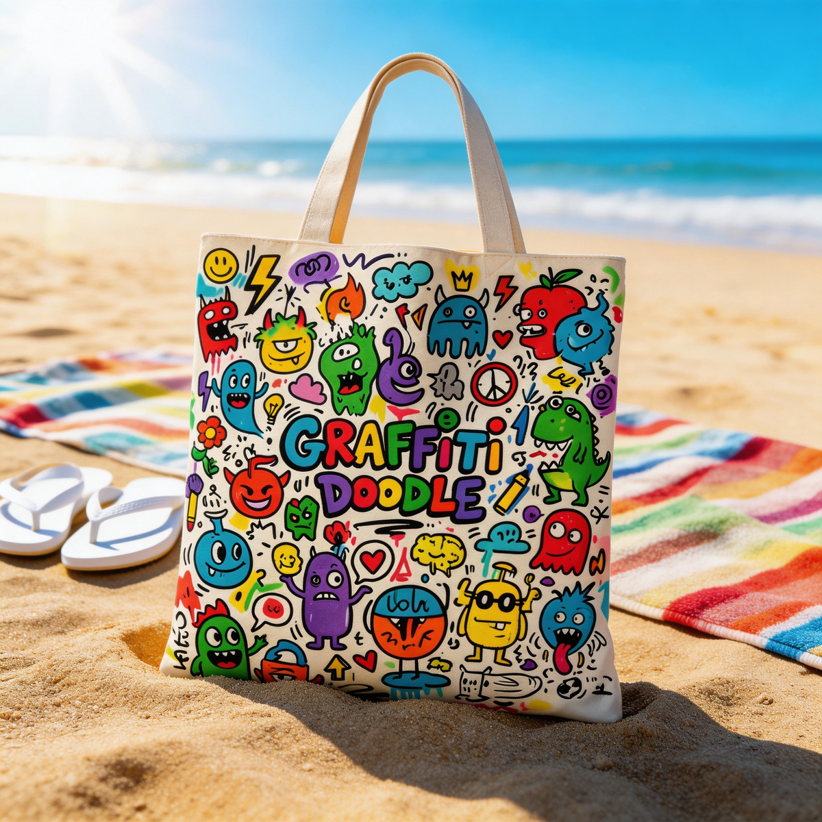 Street Pop | Canvas Tote | Creative Studio Style | Cool Gift for Art Lovers | Colorful Graffiti Graphics