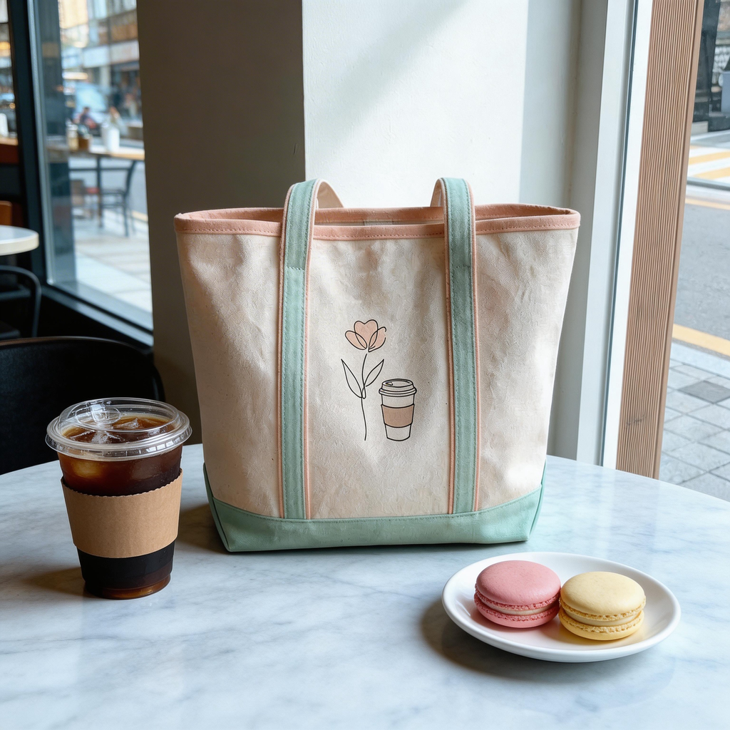 Everyday Chic | Durable Canvas | Coffee Run & City Errands | Sweet Gift for Friends | Minimal Floral Illustration