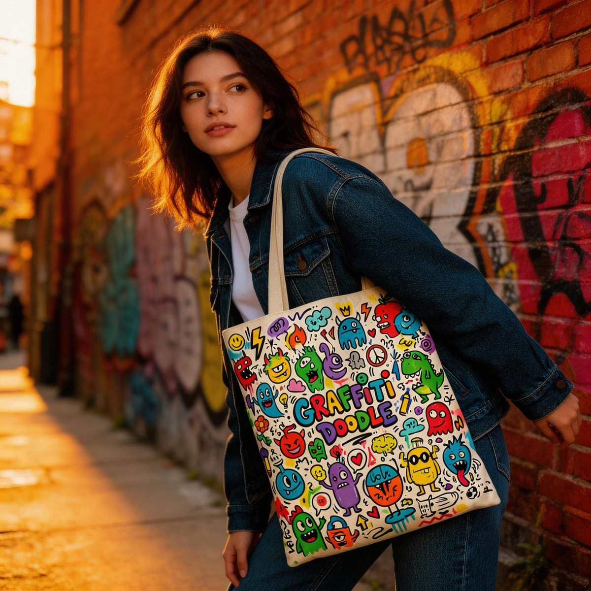 Street Pop | Canvas Tote | Creative Studio Style | Cool Gift for Art Lovers | Colorful Graffiti Graphics