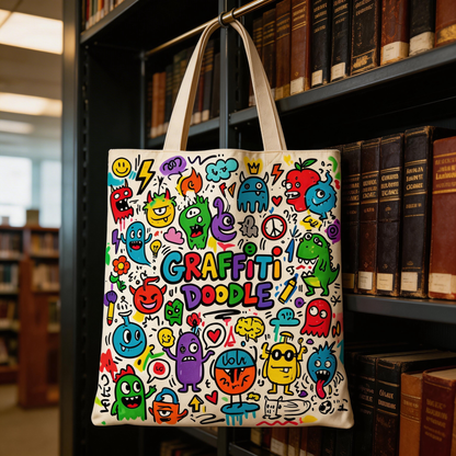 Street Pop | Canvas Tote | Creative Studio Style | Cool Gift for Art Lovers | Colorful Graffiti Graphics