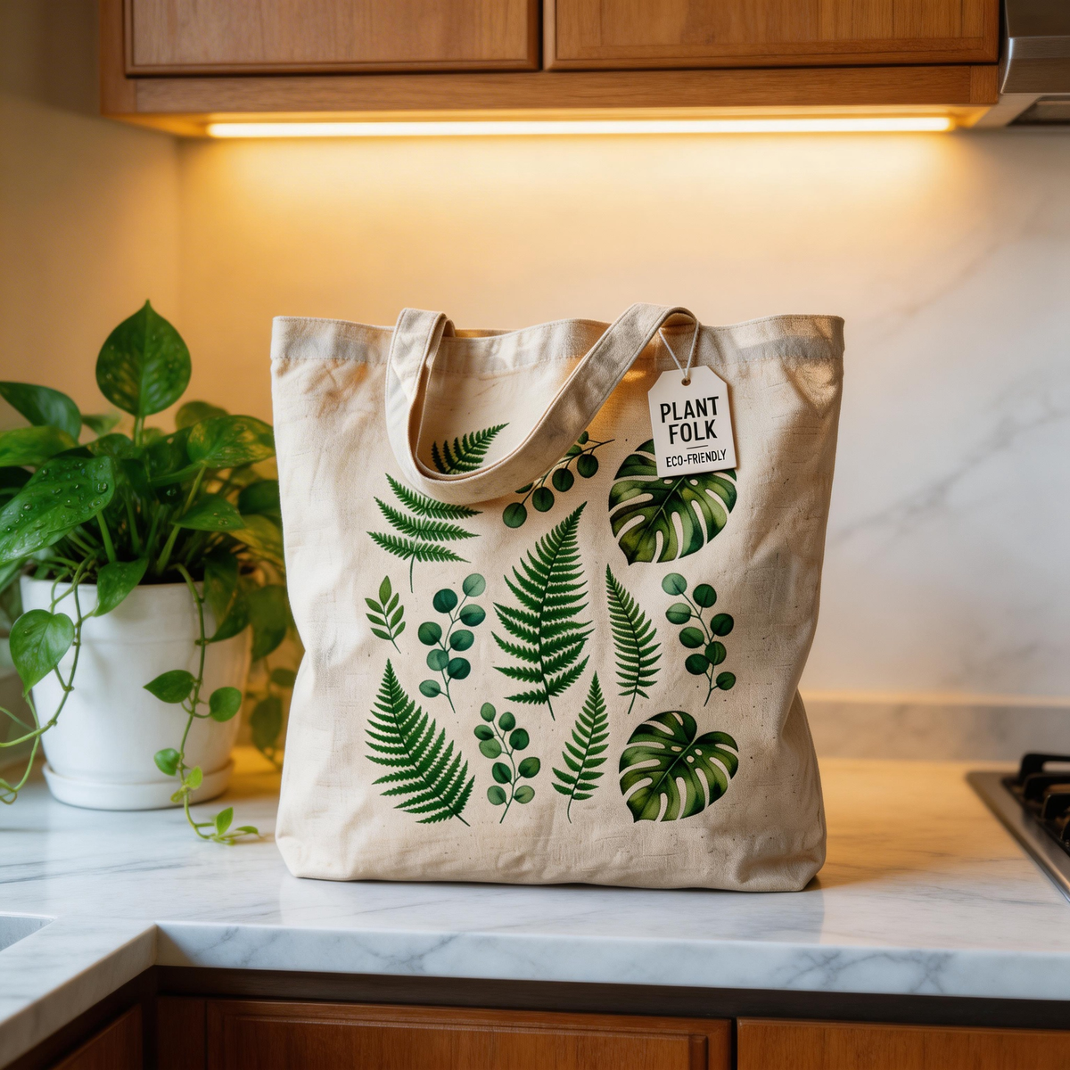 Nature Inspired | Organic Canvas | Everyday Market Carry | Thoughtful Gift for Plant Lovers | Fresh Botanical Design