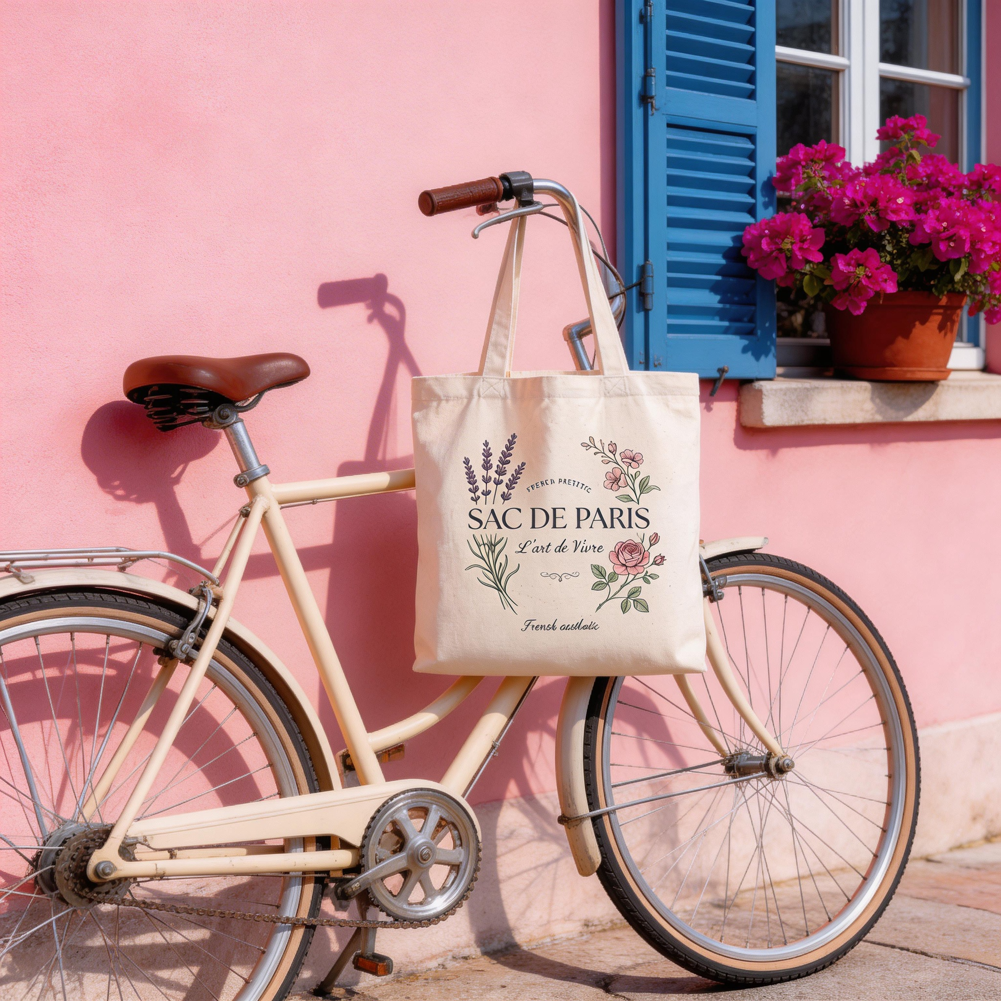 Chic Everyday | Cotton Canvas | Parisian Market Style | Lovely Gift for Her | Delicate Botanical Print