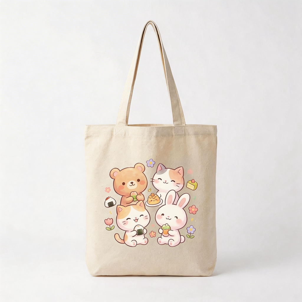 Everyday Cute | Cotton Canvas | Picnic & Shopping Style | Fun Gift for Friends | Playful Animal Illustration