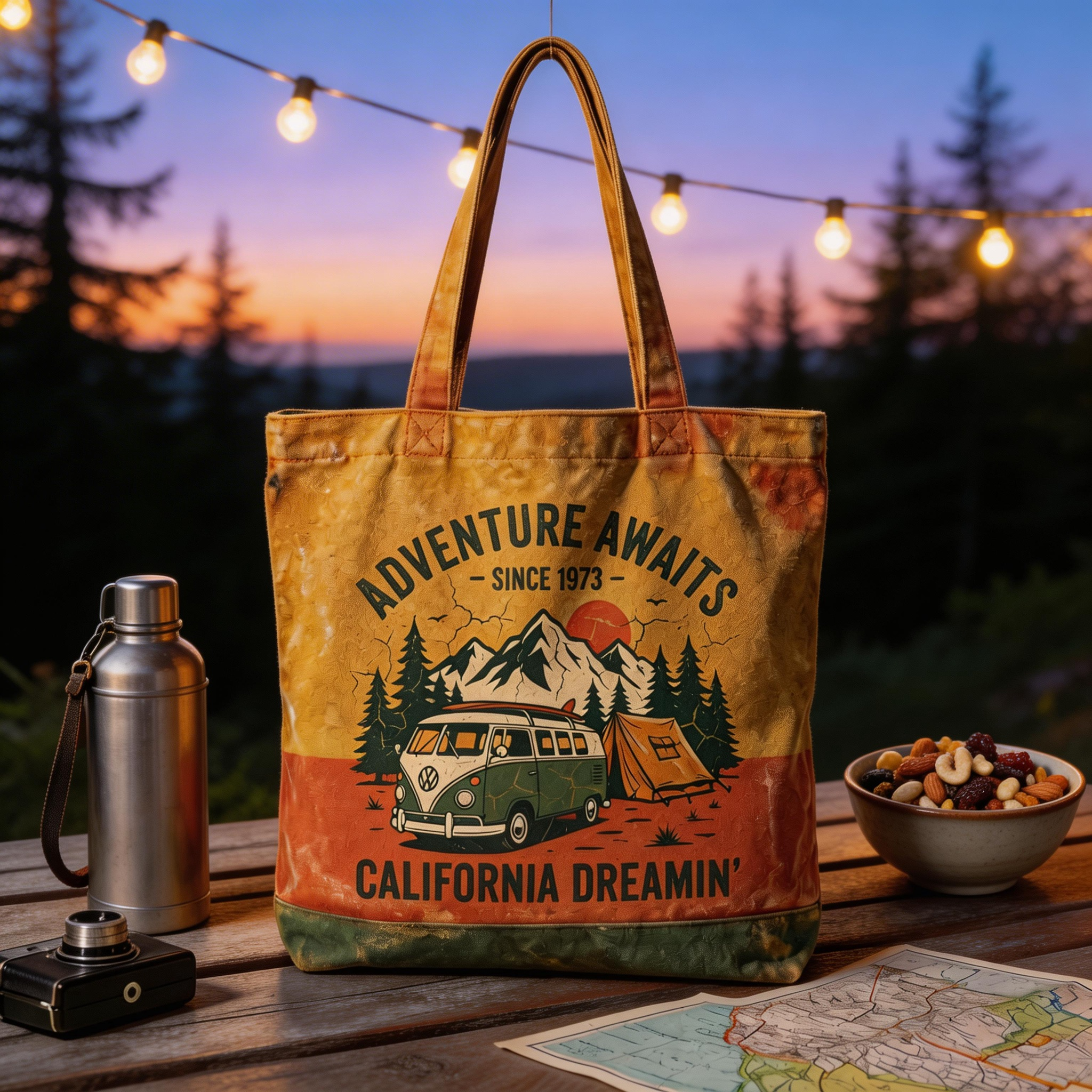 Outdoor Spirit | Canvas Fabric | Travel & Adventure Style | Ideal Gift for Explorers | Vintage Camping Artwork