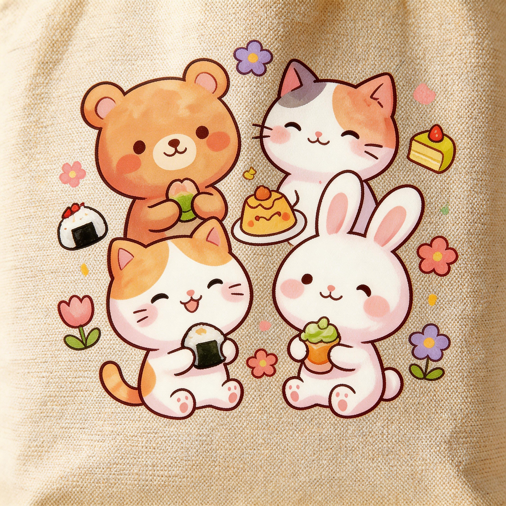 Everyday Cute | Cotton Canvas | Picnic & Shopping Style | Fun Gift for Friends | Playful Animal Illustration