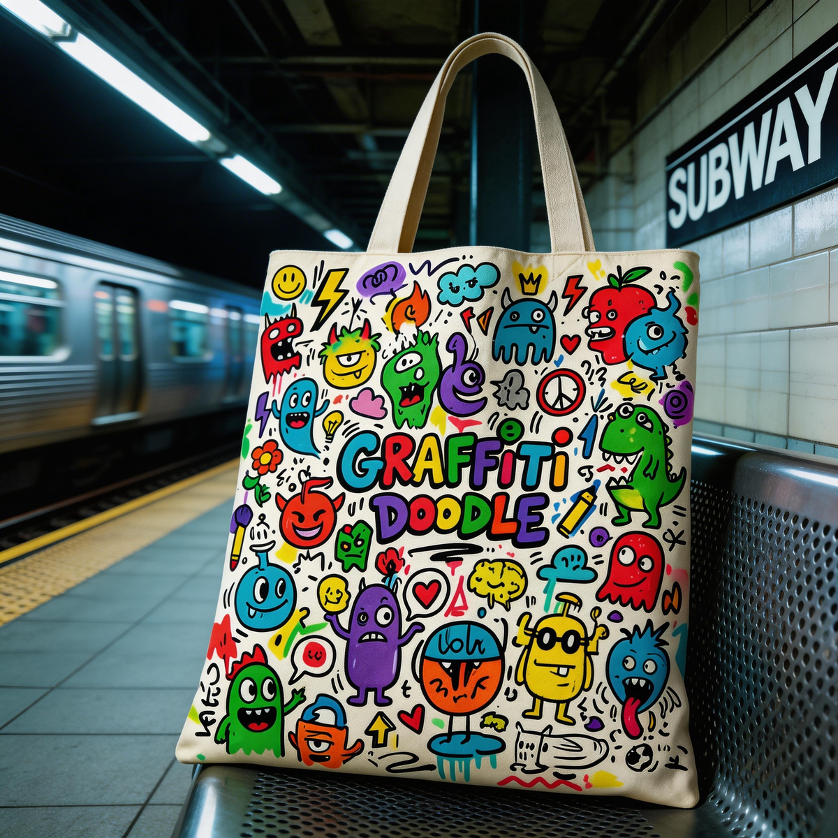 Street Pop | Canvas Tote | Creative Studio Style | Cool Gift for Art Lovers | Colorful Graffiti Graphics