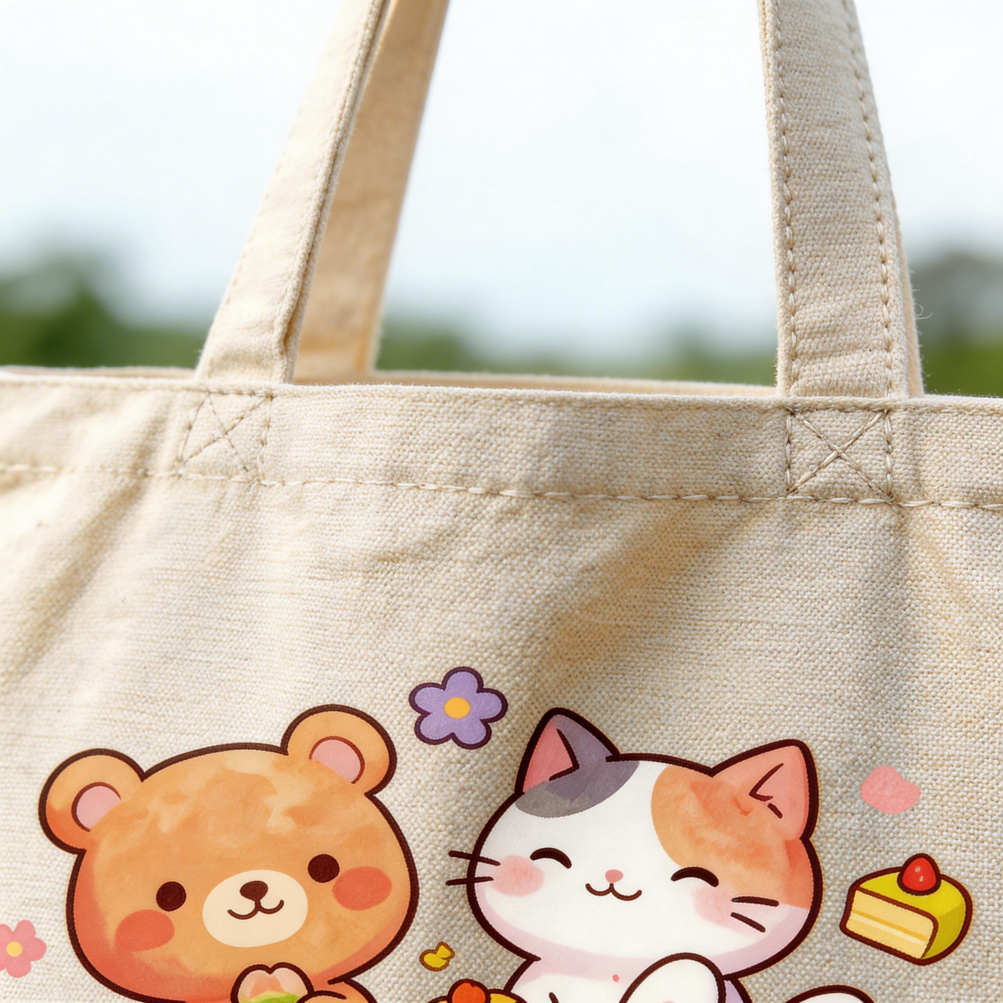 Everyday Cute | Cotton Canvas | Picnic & Shopping Style | Fun Gift for Friends | Playful Animal Illustration