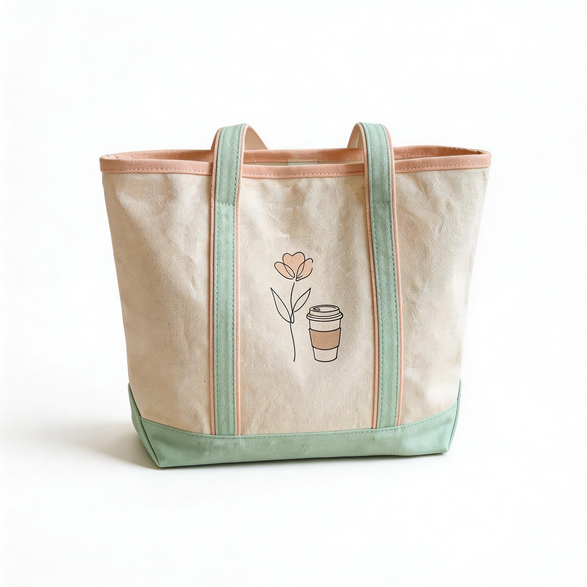 Everyday Chic | Durable Canvas | Coffee Run & City Errands | Sweet Gift for Friends | Minimal Floral Illustration