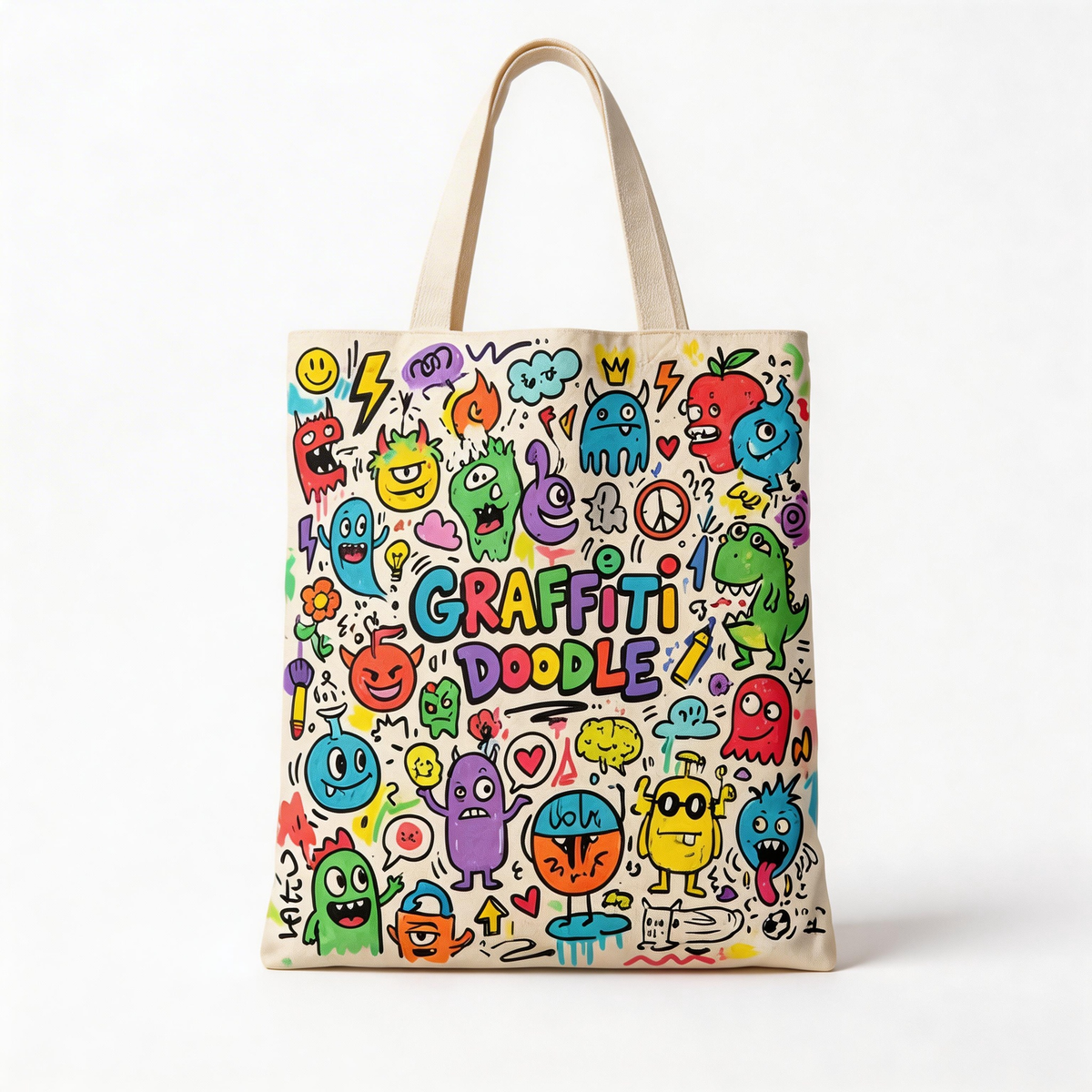 Street Pop | Canvas Tote | Creative Studio Style | Cool Gift for Art Lovers | Colorful Graffiti Graphics