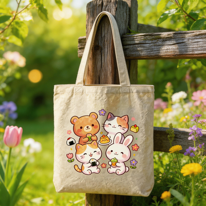 Everyday Cute | Cotton Canvas | Picnic & Shopping Style | Fun Gift for Friends | Playful Animal Illustration